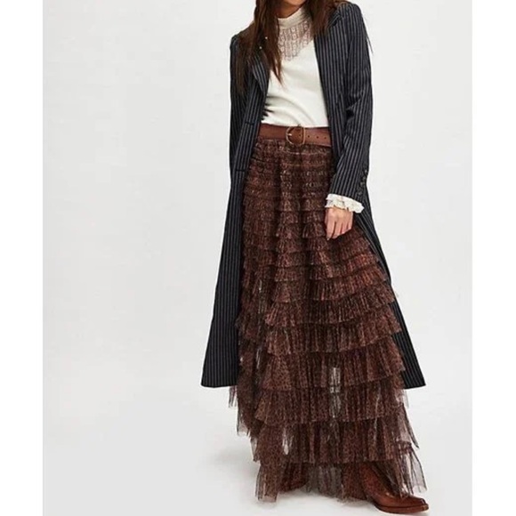 Intimately By Free People Return Of The Ruffle Maxi Skirt Animal Print Size S - Picture 4 of 15